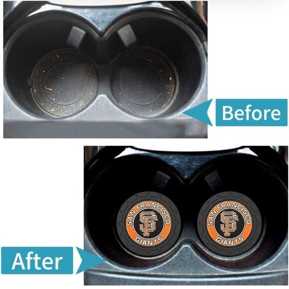 MLB San Francisco Giants car cup Coasters in black Set of 2 NWT - Picture 3 of 7